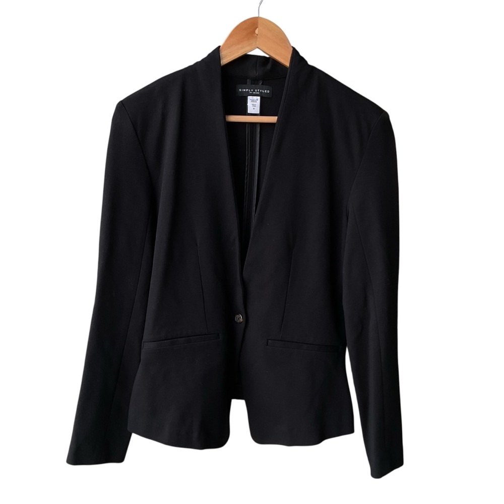 simply styled Blazer Jacket Black Preppy Business Cocktail Academia consign Med